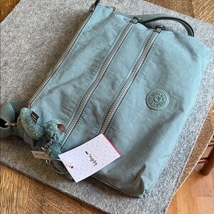 NWT Kipling Teal Crossbody Bag with Plush Monkey Keychain